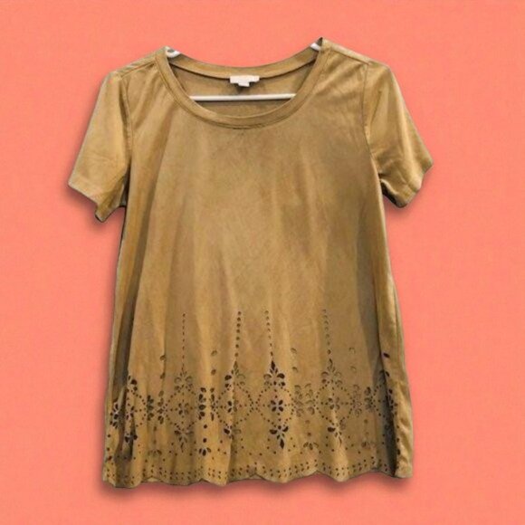 C Tops - Faux Suede Ladies Cut Out Top - S